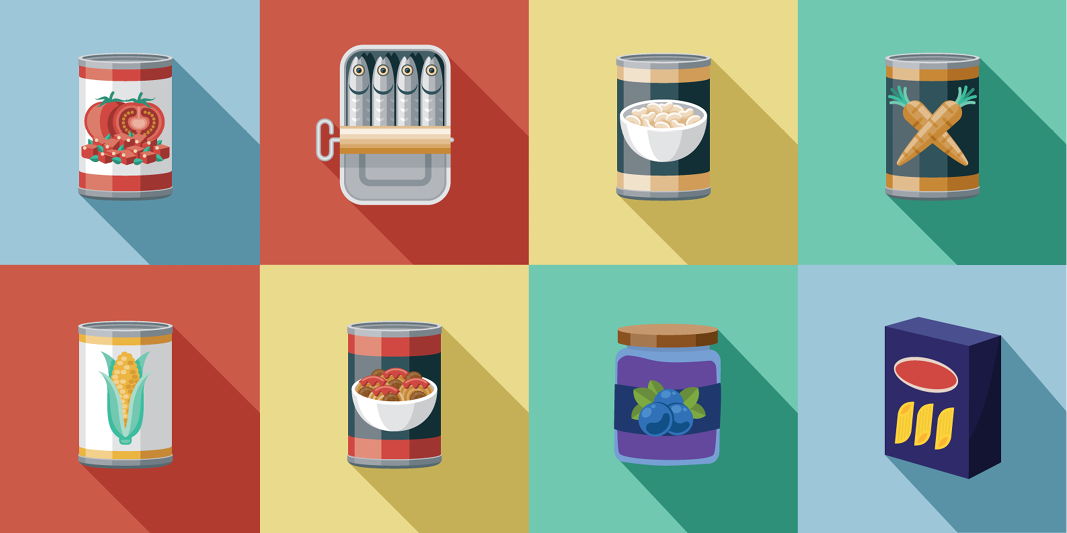 Graphic of nonperishable food items.