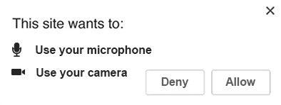 screen capture of site option to user your microphone or use your camera