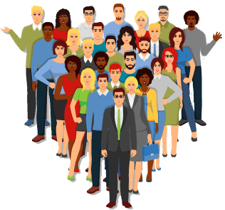 A diverse group of business employees